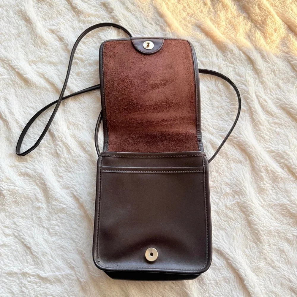 Valerie Stevens Brown Leather Crossbody Bag Vintage Minimalist Purse
